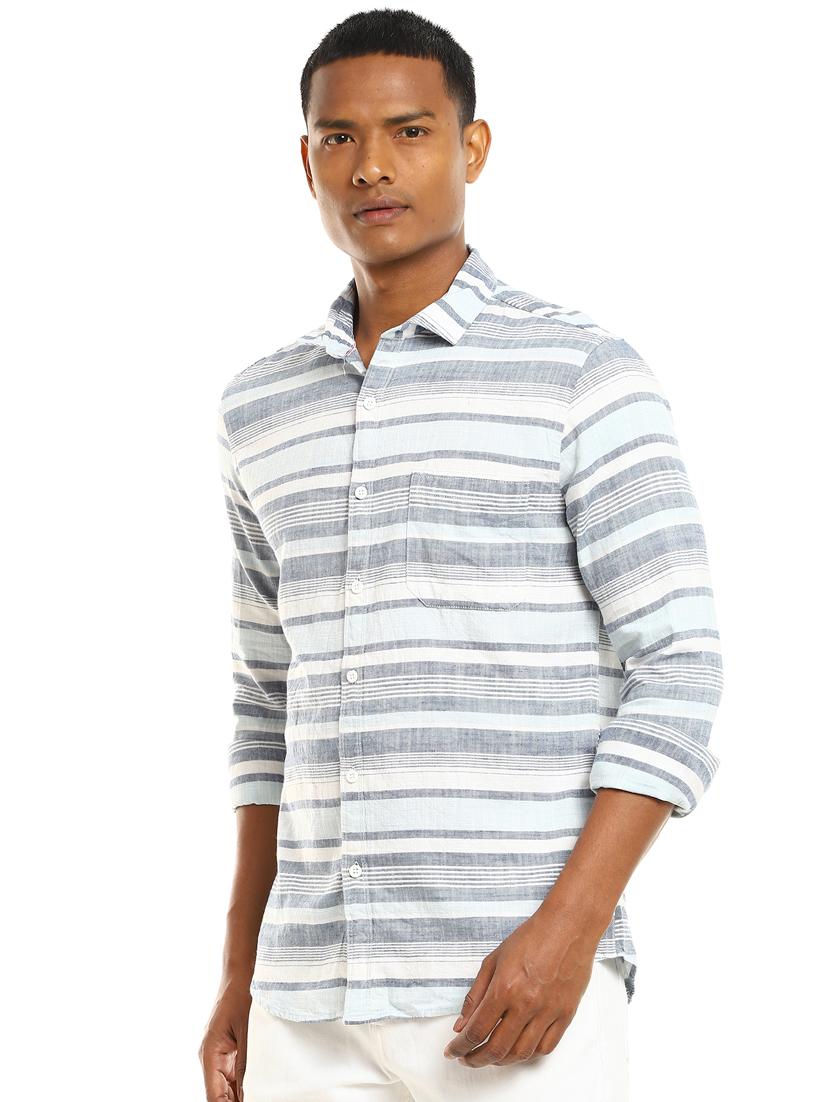 light blue striped casual shirt - 17936521 - Zoom Image - 2