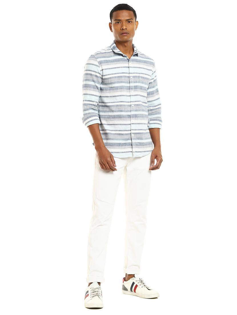 light blue striped casual shirt - 17936521 - Zoom Image - 4