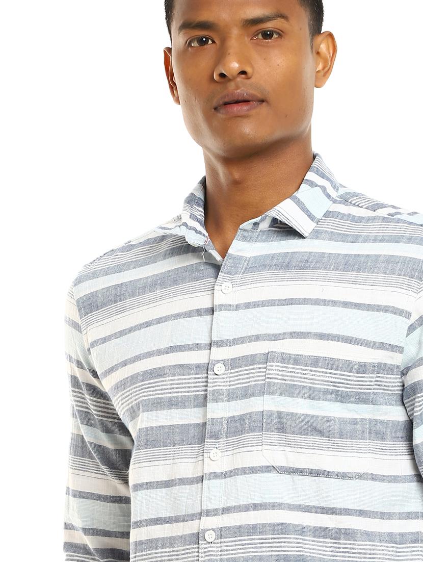 light blue striped casual shirt - 17936521 - Zoom Image - 5