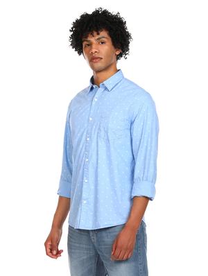 light blue printed casual shirt - 17936608 - Standard Image - 2