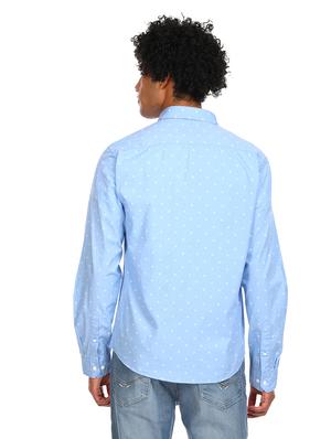 light blue printed casual shirt - 17936608 - Standard Image - 3
