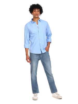 light blue printed casual shirt - 17936608 - Standard Image - 4