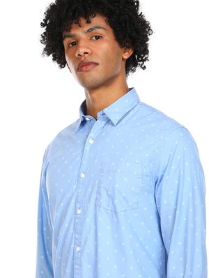 light blue printed casual shirt - 17936608 - Standard Image - 5