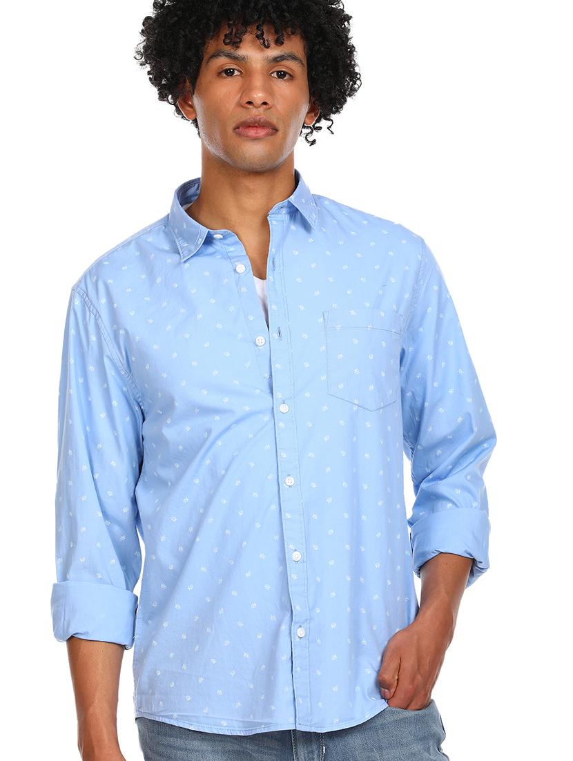 light blue printed casual shirt - 17936608 - Zoom Image - 1