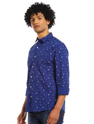 blue printed casual shirt - 17936693 - Standard Image - 2