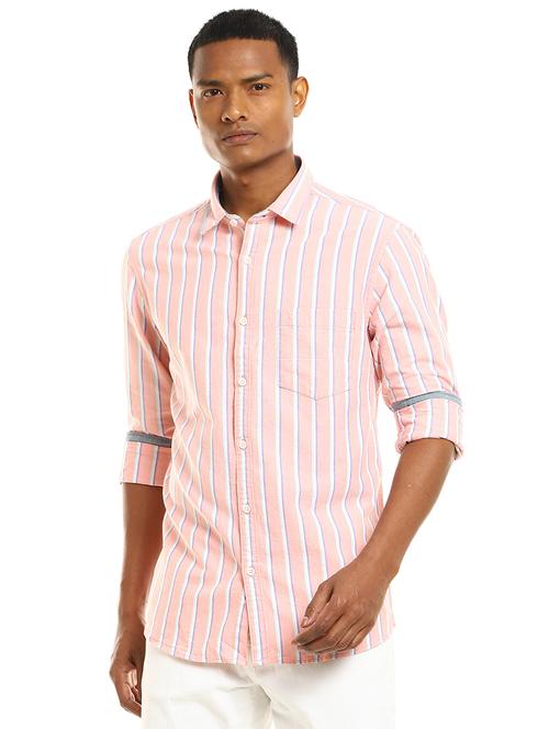 pink striped casual shirt - 17936716 - Standard Image - 1