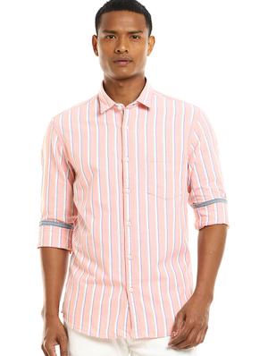 pink striped casual shirt - 17936716 - Standard Image - 2