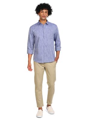 blue solid casual shirt - 17936870 - Standard Image - 4