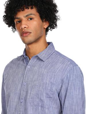 blue solid casual shirt - 17936870 - Standard Image - 5