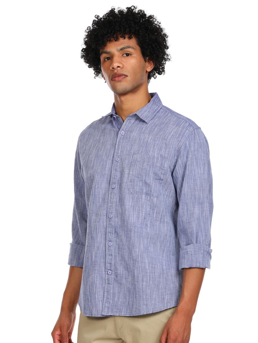 blue solid casual shirt - 17936870 - Zoom Image - 1