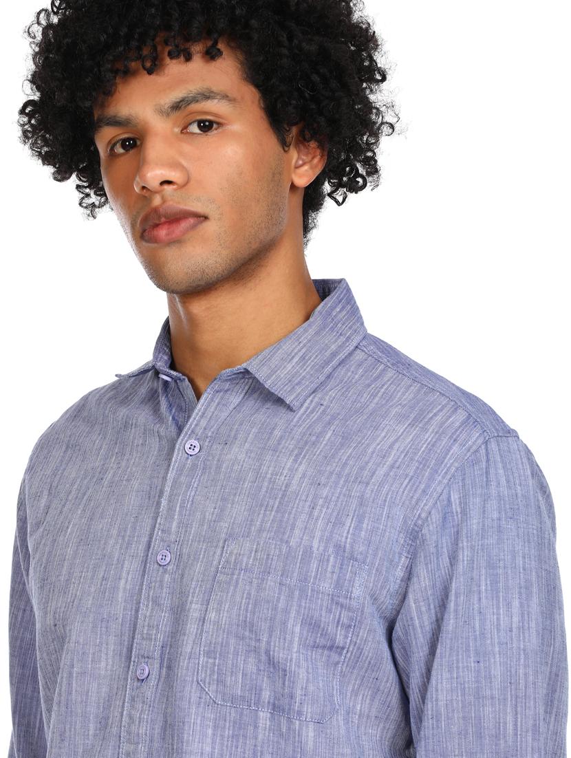 blue solid casual shirt - 17936870 - Zoom Image - 5