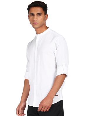 white solid casual shirt - 17936929 - Standard Image - 2