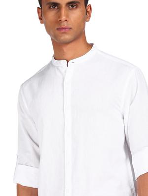 white solid casual shirt - 17936929 - Standard Image - 5