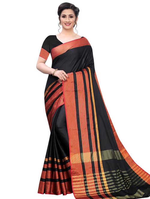 striped chanderi saree with blouse - 17937575 - Standard Image - 1