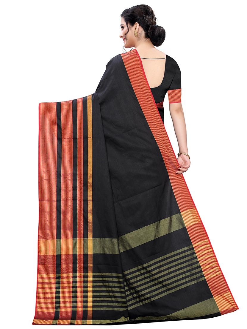 striped chanderi saree with blouse - 17937575 - Zoom Image - 2