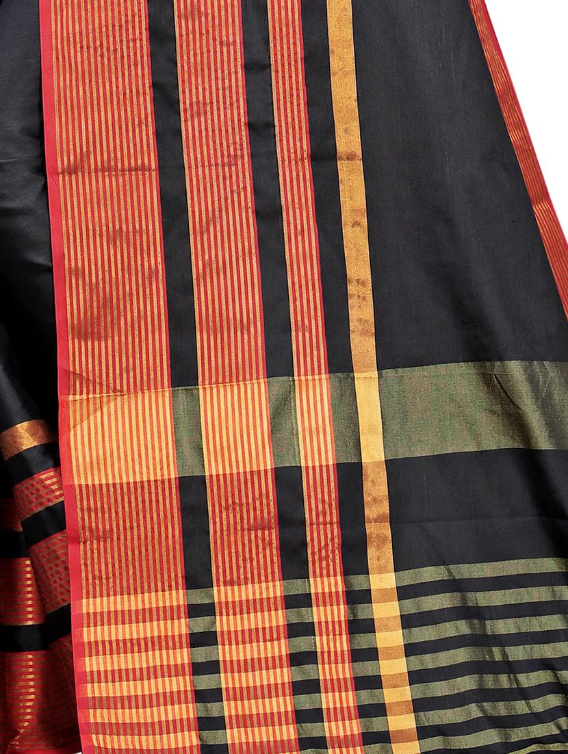 striped chanderi saree with blouse - 17937575 - Zoom Image - 4