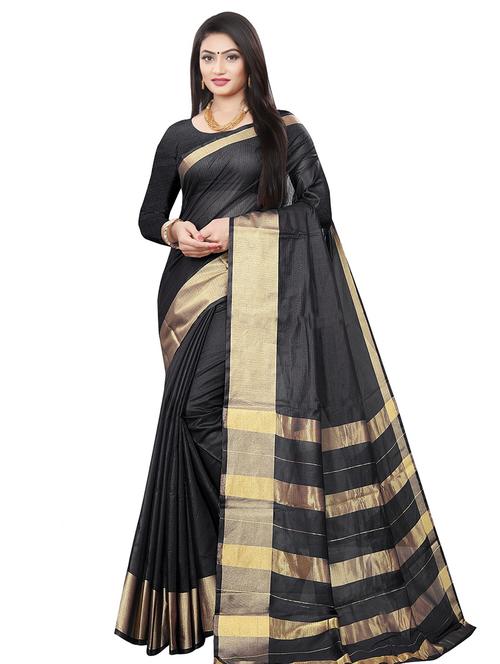 solid bordered chanderi saree with blouse - 17937590 - Standard Image - 1