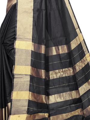 solid bordered chanderi saree with blouse - 17937590 - Standard Image - 4