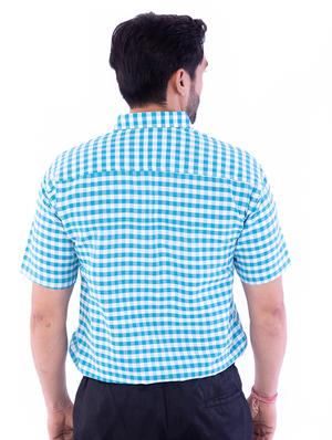 light blue checkered casual shirt - 17937648 - Standard Image - 3