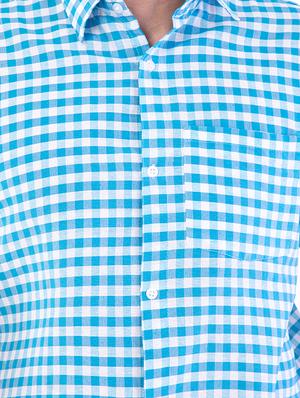 light blue checkered casual shirt - 17937648 - Standard Image - 5