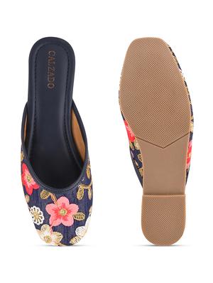 blue synthetic slip on jutis & mojaris - 17937663 - Standard Image - 4