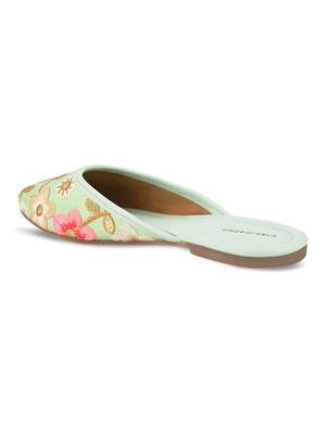green synthetic slip on jutis & mojaris - 17937664 - Standard Image - 3