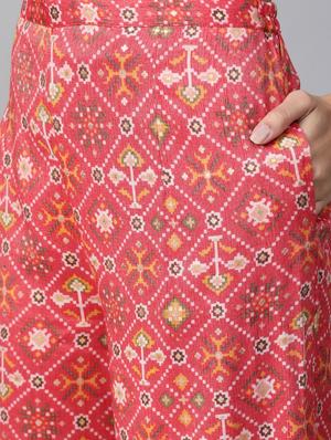 peach rayon kurta palazzo set - 17937680 - Standard Image - 4