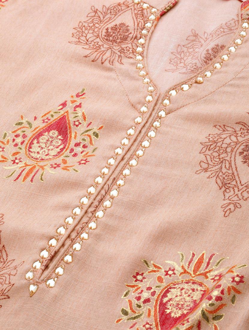 peach rayon kurta palazzo set - 17937680 - Zoom Image - 5