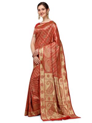 iris silk blend woven design banarasi saree - 17937696 - Standard Image - 3