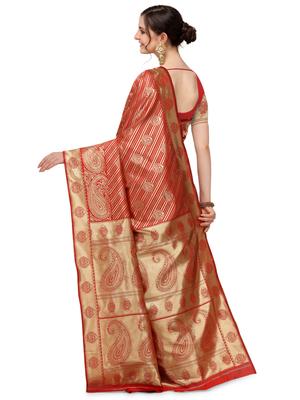 iris silk blend woven design banarasi saree - 17937696 - Standard Image - 4