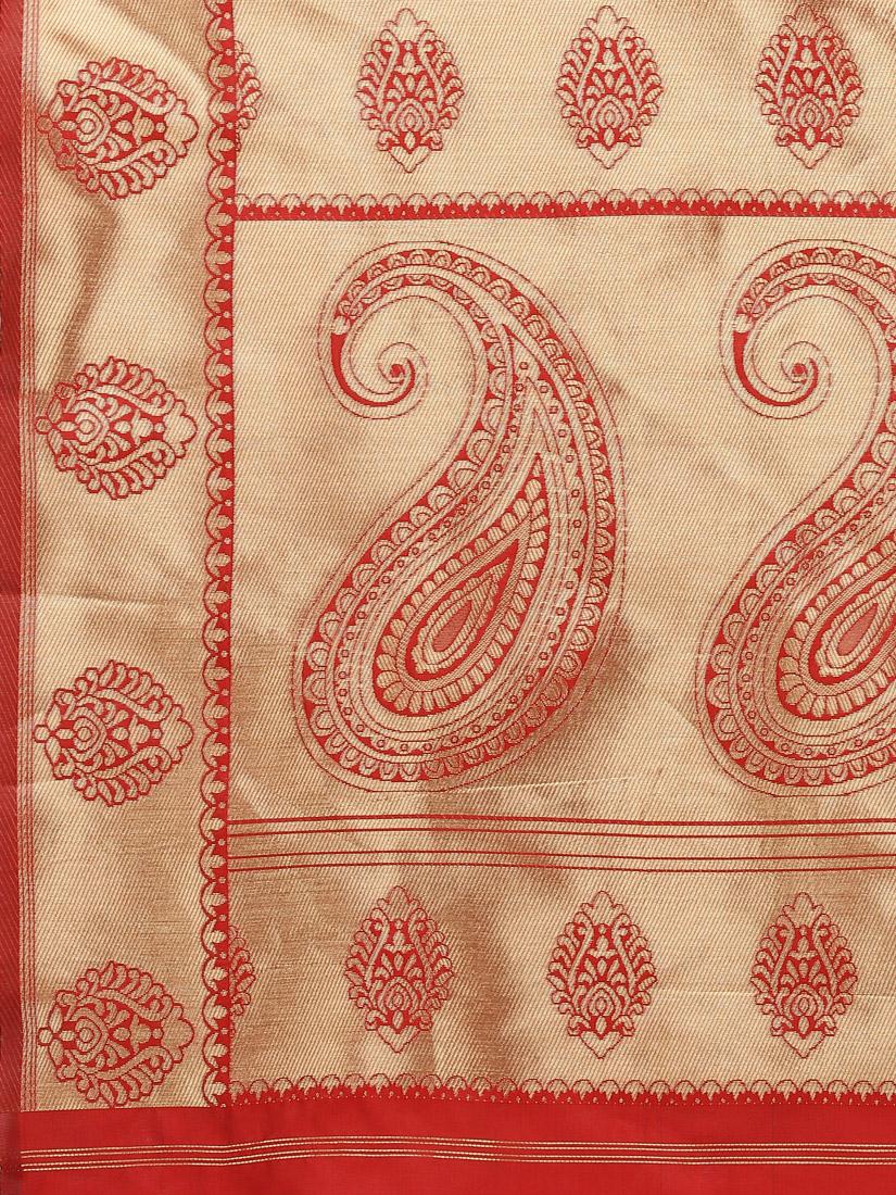 iris silk blend woven design banarasi saree - 17937696 - Zoom Image - 5