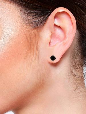 black crystal square stud earrings - 17937742 - Standard Image - 4