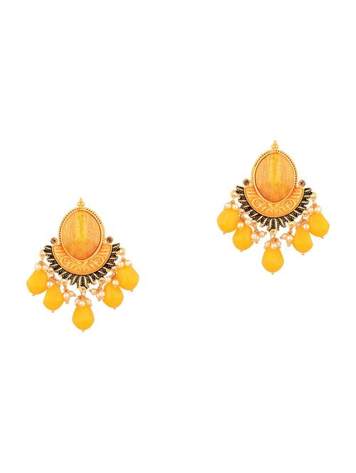 yellow crystal drop dangle big stud earrings - 17937777 - Standard Image - 1