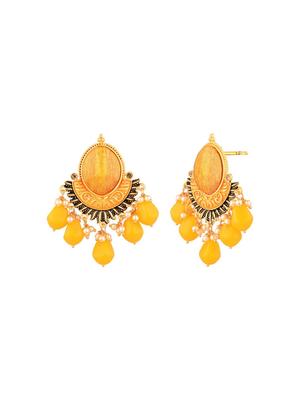 yellow crystal drop dangle big stud earrings - 17937777 - Standard Image - 2