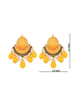 yellow crystal drop dangle big stud earrings - 17937777 - Standard Image - 3