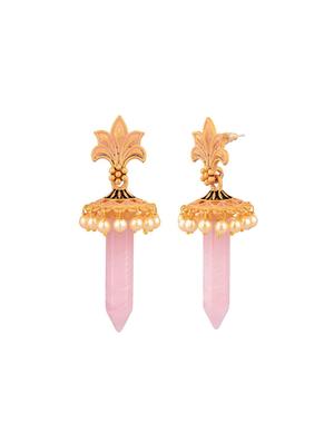 pink crystal bar drop dangle earrings - 17937779 - Standard Image - 2