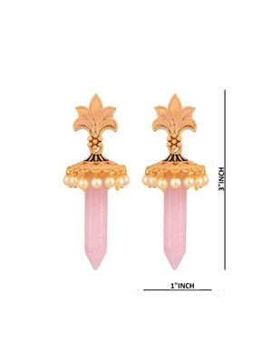 pink crystal bar drop dangle earrings - 17937779 - Standard Image - 3
