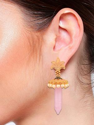 pink crystal bar drop dangle earrings - 17937779 - Standard Image - 4