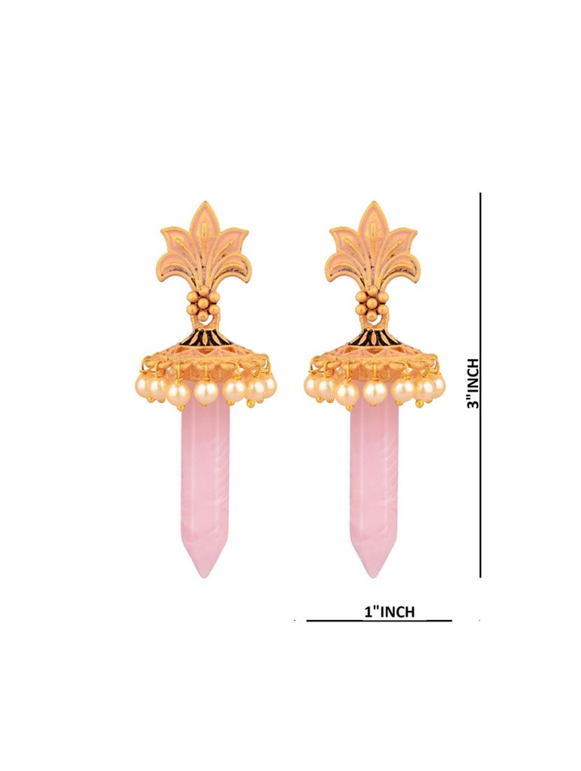 pink crystal bar drop dangle earrings - 17937779 - Zoom Image - 3