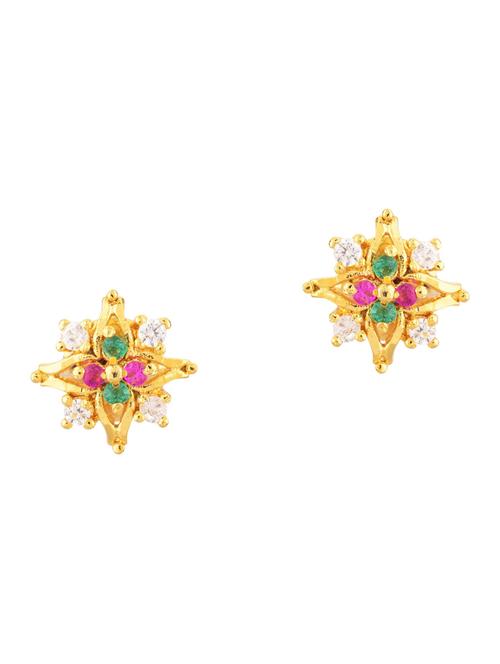 multi colored floral crystal studs earrings - 17937810 - Standard Image - 1