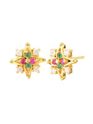 multi colored floral crystal studs earrings - 17937810 - Standard Image - 2