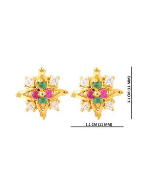multi colored floral crystal studs earrings - 17937810 - Standard Image - 3