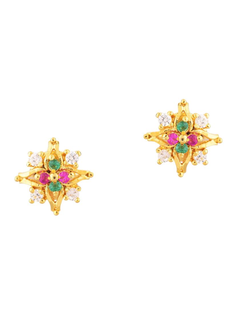 multi colored floral crystal studs earrings - 17937810 - Zoom Image - 1