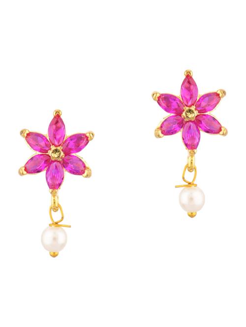 pink crystal studs earring - 17937833 - Standard Image - 1