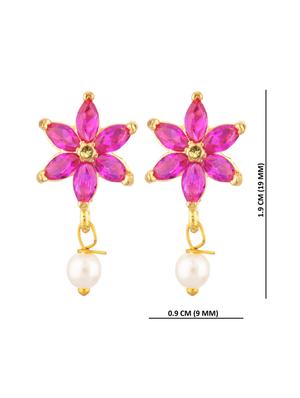 pink crystal studs earring - 17937833 - Standard Image - 3