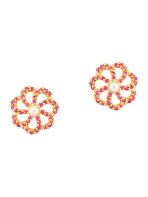 pink crystal studs earring - 17937843 - Standard Image - 1