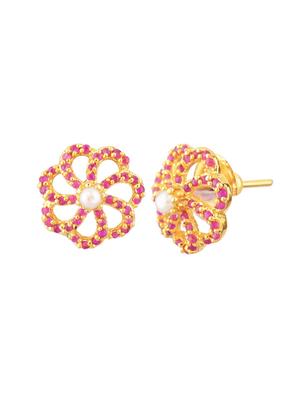 pink crystal studs earring - 17937843 - Standard Image - 2