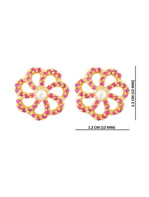 pink crystal studs earring - 17937843 - Standard Image - 3