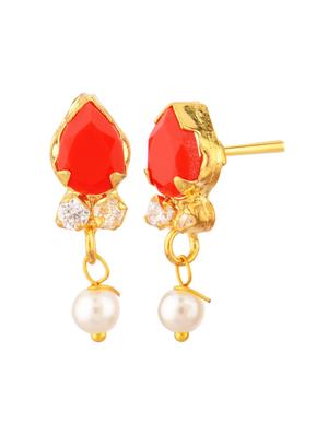 red crystal studs earring - 17937854 - Standard Image - 2