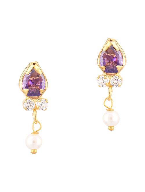 purple crystal studs earring - 17937860 - Standard Image - 1